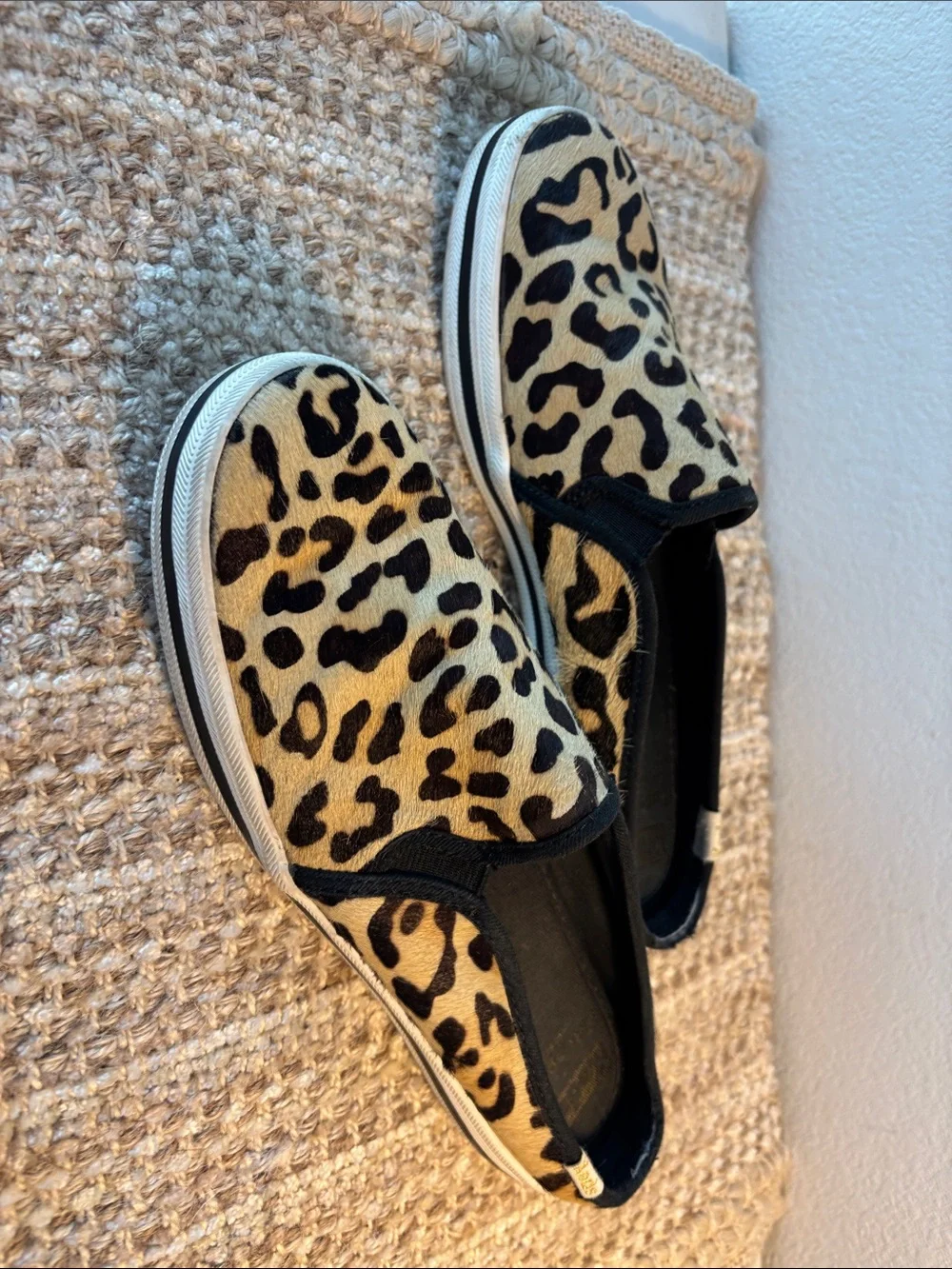 Keds + Kate Spade Leopard-Print Slip-On Sneakers - Tan and Black Size 7
